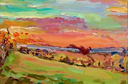 Last Light Over the Roll Right Stones by Jeffrey Pratt - Original Painting on Board sized 27x18 inches. Available from Whitewall Galleries